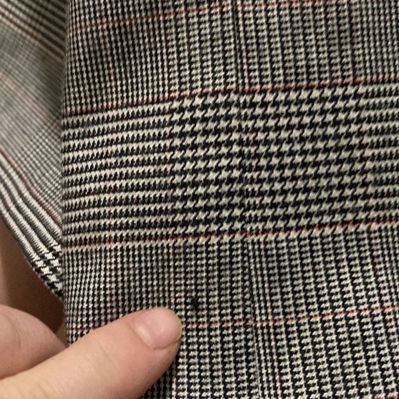 Veronica Beard Black White Red Wool Blend Houndstooth Blazer Size 12 - Picture 8 of 8